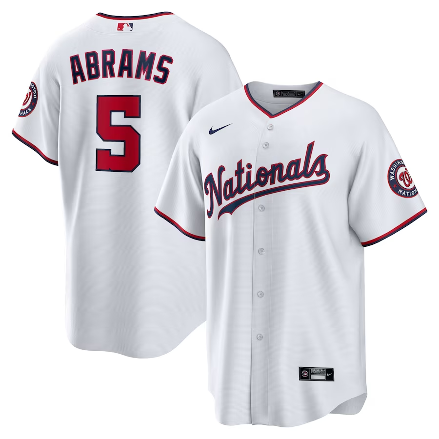 Men's Washington Nationals CJ Abrams #5 White Home Jersey Men's Washington Nationals CJ Abrams #5 White Home Jersey